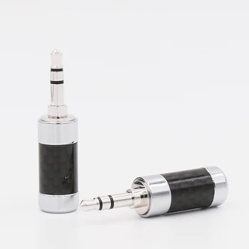 

High Performance Rhodium Plated Carbon Fiber 3.5mm Stereo Mini Jack Plug 2 pcs