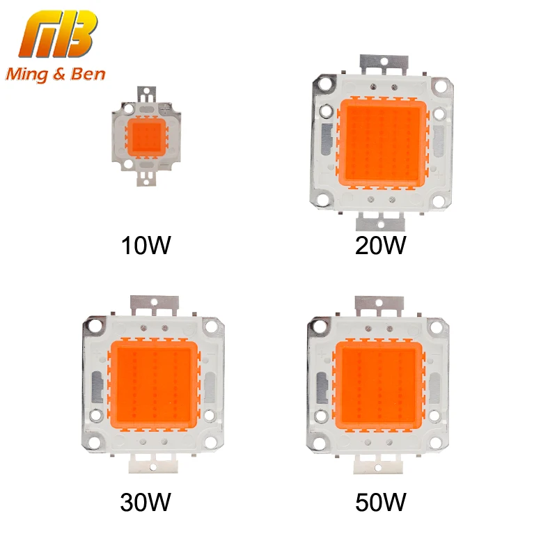 [MingBen] высокомощный светодиодный светильник для роста, полный спектр, 380Nm-780Nm, 10 Вт, 20 Вт, 30 Вт, 50 Вт, интегрированная матрица, лампа для выращивания, нужен драйвер