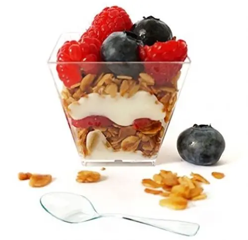 

25pcs/lot 2OZ Plastic Disposable Hard Plastic Cup Dessert Cup Small 50ml Cake Mini Cube Cup Wedding Party Plastic Cup