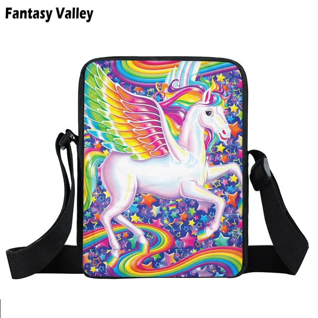 Fantasy Animal Colorful Unicorn Mini Messenger Bag Girls Bookbag Boys