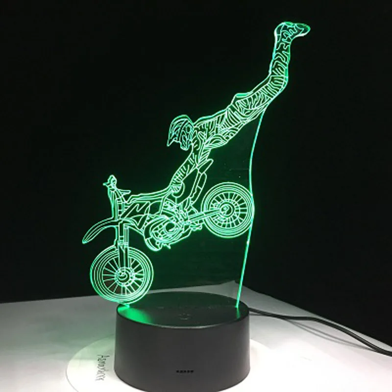 BOCHSBC 3D дизайн мотоцикл ночник акриловый сенсорный изменение цвета настольная лампа для спальни прикроватная украшение с USB зарядное устройство