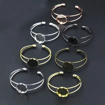 

Blank Bangle Bases DIY Findings with 20mm 25mm Round Crown Bezel Cameo Cabochons cuff Bracelet Bangle Settings Bulk Multi-color