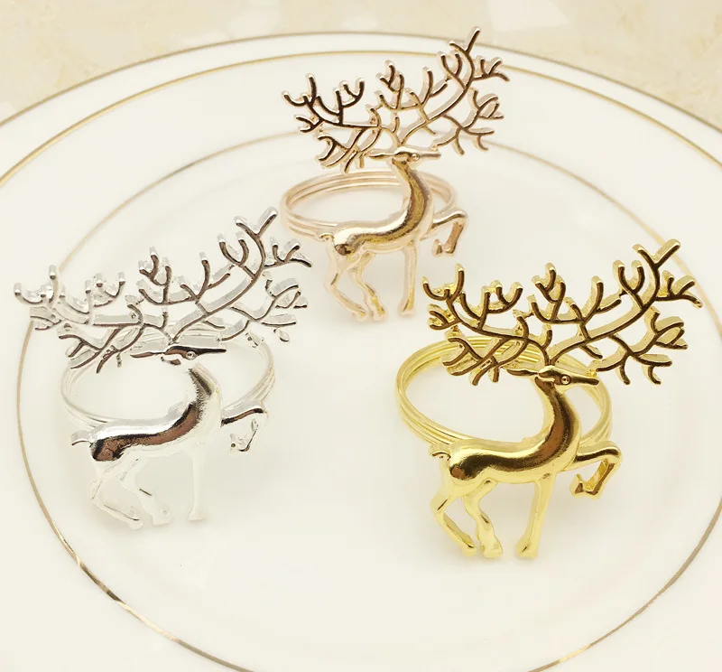 6 шт. кольцо для салфеток Рождественский набор для отелей настольная Салфетка кольцо для салфетки в форме оленя кольцо бумажное полотенце кольцо Круг золото серебро