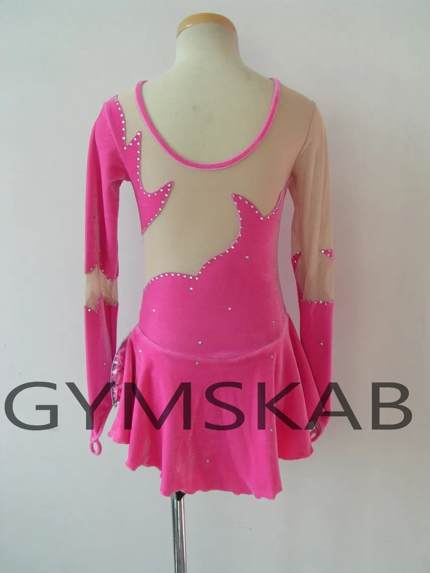 Элегантное платье для фигурного катания для женщин и девочек, платье для катания на коньках с длинным рукавом, костюм для гимнастики 6474