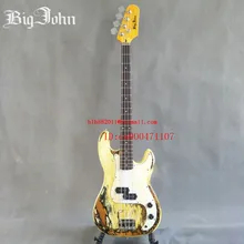 free shipping new Big John handmade vintage style 4 strings electric bass guitar with basswood body F-3382