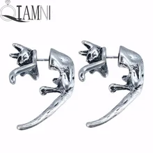 QIAMNI 3D Готический винтажный Панк Многоцветный кот животное котенок длинный хвост гвоздик для пирсинга серьги для женщин мужчин вечерние ювелирные изделия Bijoux