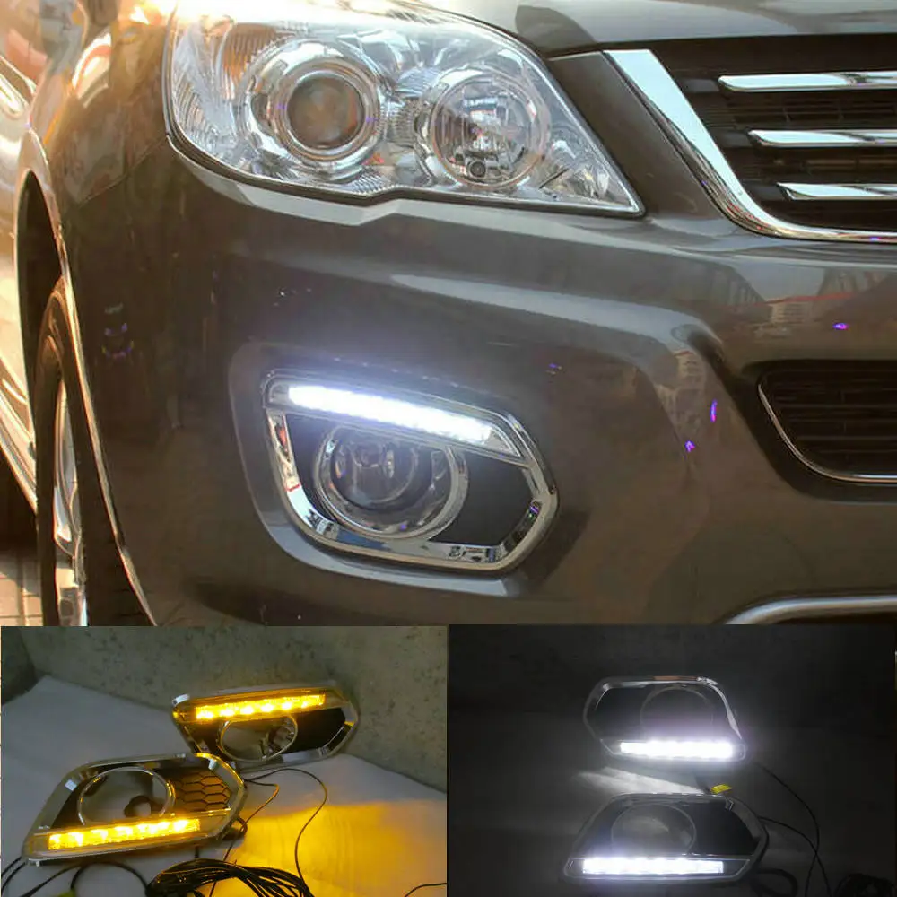

1Set DRL white daytime running lights drl + yellow flicker turn signal for Great wall haval h6
