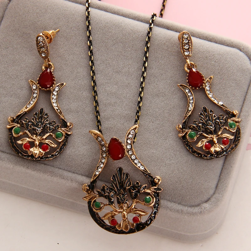 Стразы, серьги и ожерелье, набор украшений, ювелирные наборы для женщин, бижутерия, Эфиопский турецкий ювелирный набор