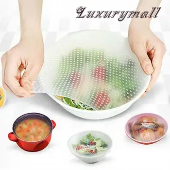 

New Multifunctional Food Fresh Keeping Saran Wrap Kitchen Tools Reusable Silicone Food Wraps Seal Vacuum Cover Stretch Hot 40P