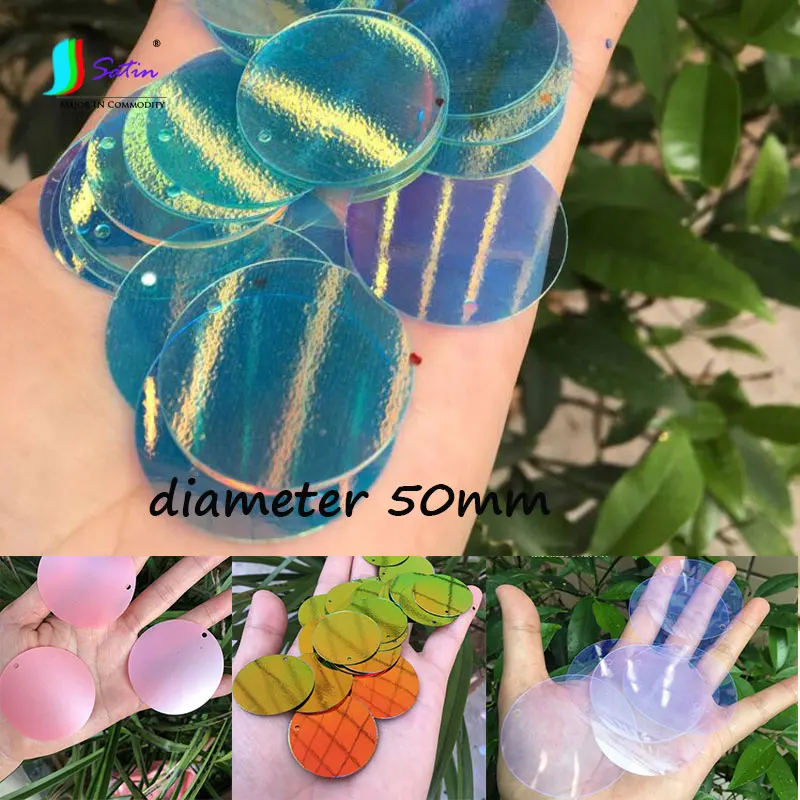 

Wholesale 500G Big Diameter 50mm Round 1-edge hole Translucent/matte/laser/solid Color/multicolor Loose Sequins S0583L
