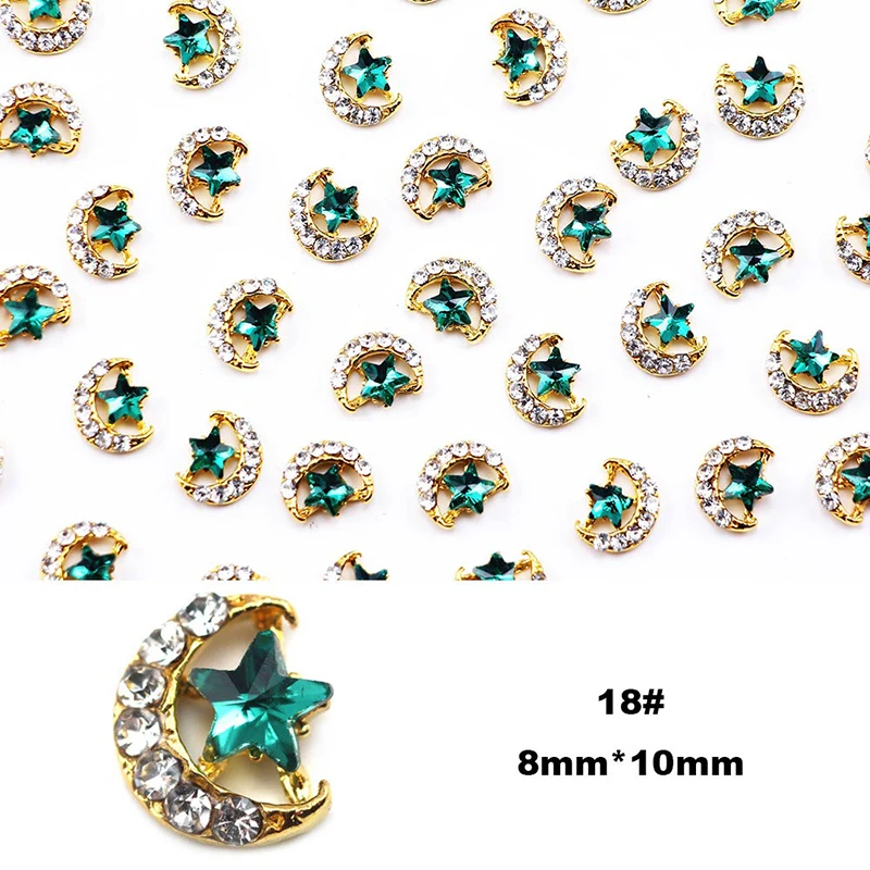 10 шт. 20 видов стилей новый Красота Nail Art Rhinestone металла Звезда Луна украшения для