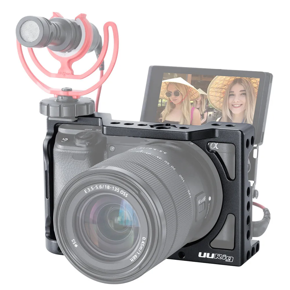 BEESCLOVER Vlog клетка чехол Vlogging металлический для Sony A6400 с холодным башмаком микрофона