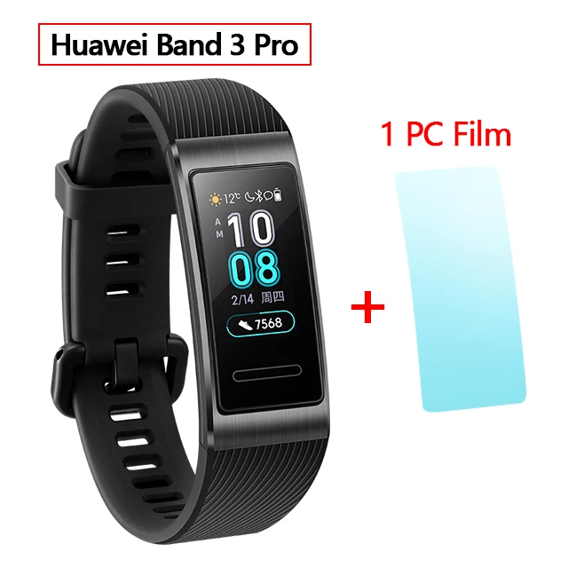 huawei Band 3 Pro gps Amoled 0,95 'Полноцветный Сенсорный Водонепроницаемый металлический браслет с датчиком сердечного ритма - Цвет: 3 Pro Black add film