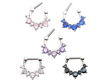 

10pcs 16G~1.2MM Earring/Hoop Ring Jewerly CZ Gems Clicker Nose Hoop Septum Rings Helix Diath Piercing