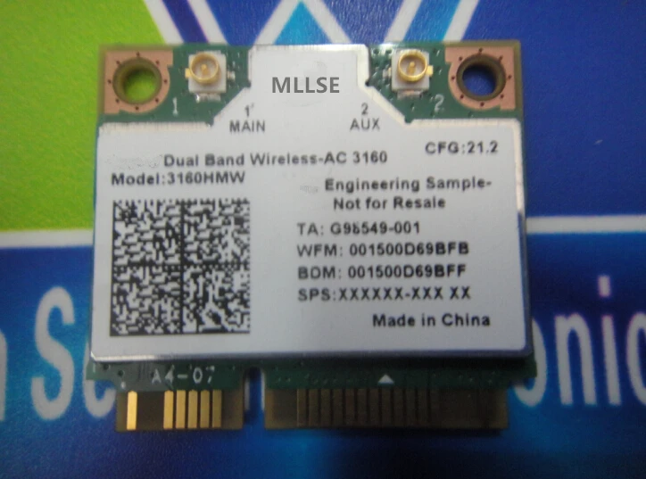 

Free shipping 3160 3160HMW 802.11ac Dual Band Wireless AC + Bluetooth 4.0 Mini PCIe card Supports 2.4 and 5.8Ghz B/G/N/AC Bands