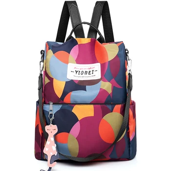 

4PCS / LOT Camouflage Package Waterproof Fabric Backpack Geometric Patchwork Color Leisure Travel Bag for Women Cute School Bag