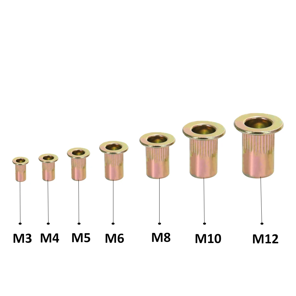 

165pcs Mixed Zinc Plated Carbon Steel Rivet Nut Kit M3/4/5/6/8/10/12 Boxed Suit long service life