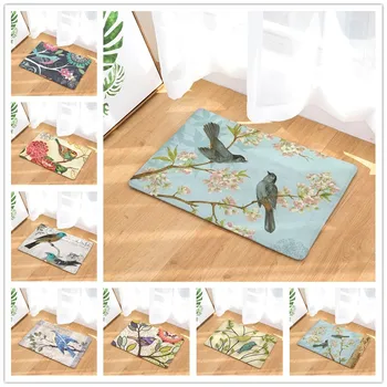 

New Arrive Mats 40*60cm 50x80cm Entrance Door Mats Birds print Carpets Children Bedroom Bedside Foot Pads Crafts