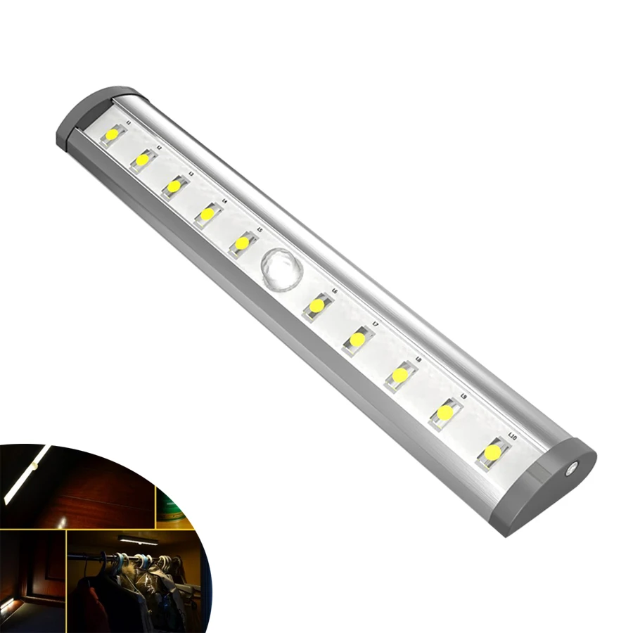 10LED инфракрасный шкаф проектор PIR датчик движения настенный аккумулятор ночник