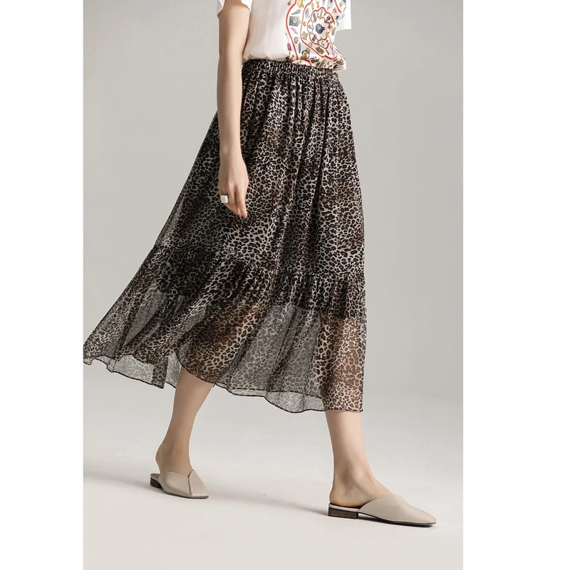

Pure Silk Print Skirt 100% Mulberry Silk Bohemia Double Layer Chiffon Long Fairy Skirts FREE SHIPPING