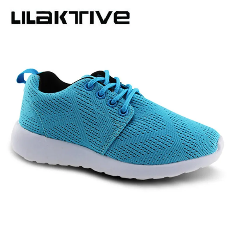 Студенческая школьная обувь для мальчиков уличная спортивная обувь для девочек кроссовки детские дышащие однотонные кроссовки - Цвет: Ice Blue