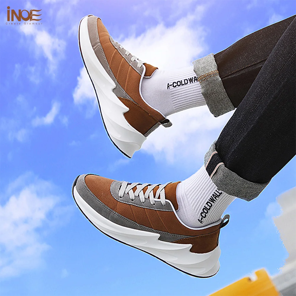 

INOE Genuine Leather Women Spring Sneakers Casual Shoes Breathable Flats Light Sole Autumn Leisure Shoes for Women Brown Beige