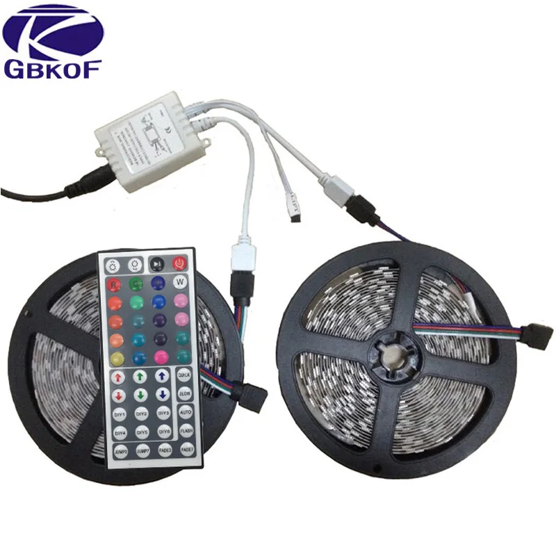 Kaufen GBKOF Gute 10 mt LED streifen band licht RGB 5050 SMD 600 LEDs 12 v 60led m 2x5 mt Nicht wasserdicht Weiß Warm Weiß Blau Rot Grün farbe
