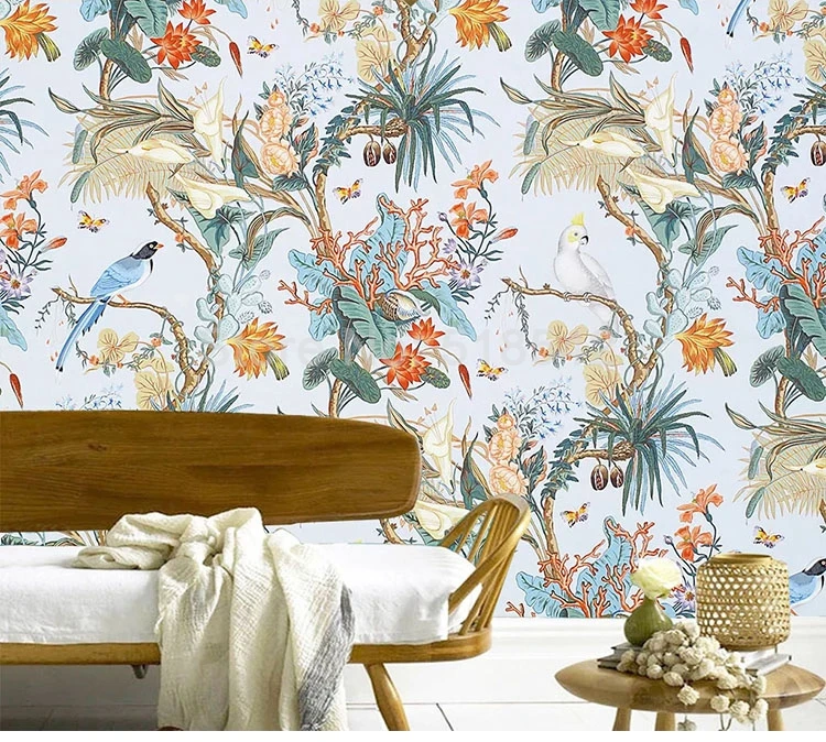 Пользовательские 3D фото обои Европейский стиль цветок птица плакат на сельскую тему гостиная спальня настенный декор живопись обои