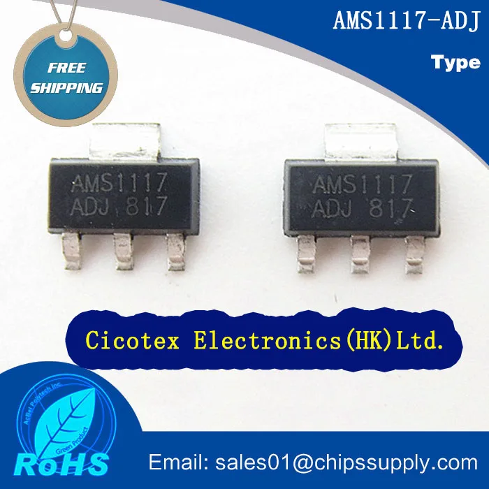 

Free Shipping 50pcs/lot AMS1117-ADJ SOT223 0.8A ADJUSTABLE/FIXED LOW DROPOUT LINEAR REGULATOR AMS1117ADJ 1117