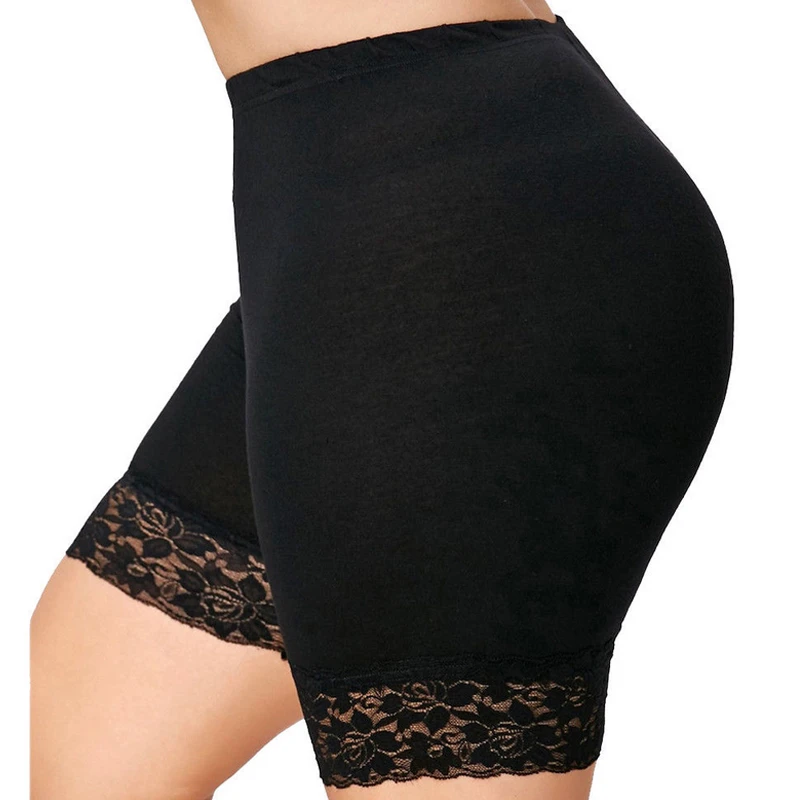 Plus Size Safety Shorts Women Black Lace High Stretch Safety Pants Ladies Casual Seamless Under Shorts XXXXL XXL XXXL Workout safety shorts high waist shorts safety pants women shorts underwear