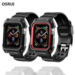 OSRUI Sport band чехол для apple watch группа 3 42 мм/38 мм iwatch 3/2/1 запястье браслет резиновый ремешок для часов с защитный чехол