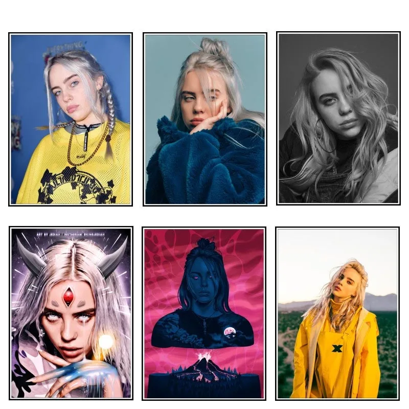 Модульная Картина на холсте с Hd печатью для украшения дома Billie Eilish, настенные картины, современный плакат в скандинавском стиле для гостиной