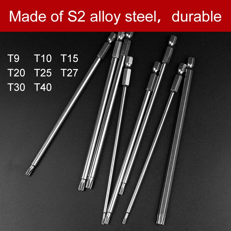 

8Pcs T9-T40 150mm Lenght Magnetic Torx Screwdriver Bits 1/4" Hex Shank S2 Steel Electric Screwdrier Tool