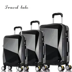 Путешествия сказка яркая поверхность, зеркало, простой, резка стиль ПК прокатки Спиннер для багажа бренд дорожного чемодана 20 "/24"/28"