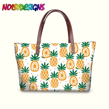 

NOISYDESIGNS Bags Handbags Women Famous Brands Pineapple Fruits Print Tote Bags Zipper Female Super Quality Shoulder bag Ladies