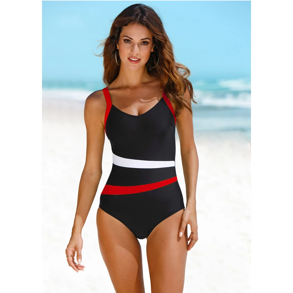 Купальник женский классический винтажный купальник стройнящий купальный костюм с пуш-ап летний купальный костюм Пляжная одежда XXL - Цвет: Red Black