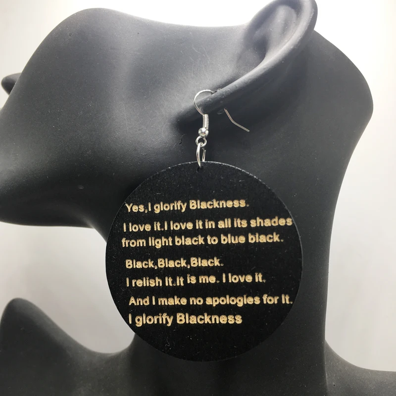 

5pairs/lot I glorify Blackness Wooden Earrings