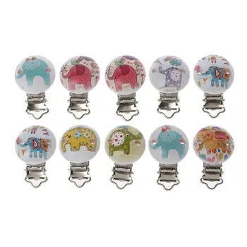 

5pcs Wooden Baby Children Pacifier Holder Clip Infant Cute Round Nipple Clasps