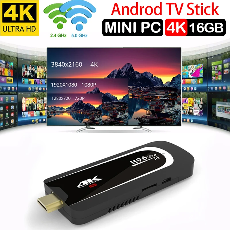 ТВ ключ палка H96 Pro H3 Amlogic S905X 2 ГБ 16 Android 7 1 Мини ПК|android wifi|android androidtv android |