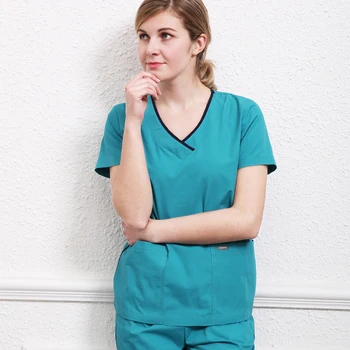 

Women Summer Stretch Nurse Uniform Surgical Scrub Sets Sporty Hospital OR Workwear Dentist Doctor Outfits Veterinary Uniforms