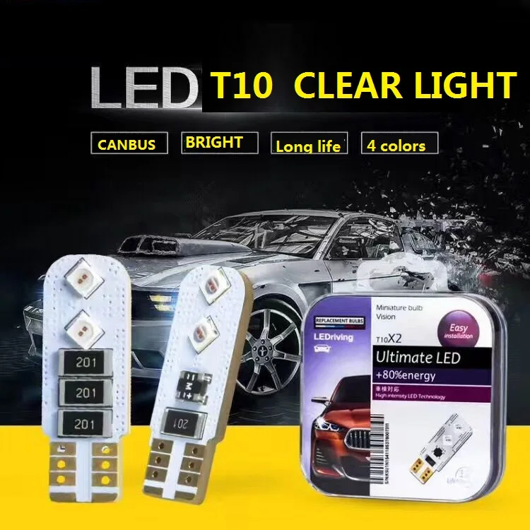 

good quality Car Styling W5W LED T10 4SMD Auto Lamps 168 194 Bulb Plate Light Parking Fog Light Auto Univera Cars Light
