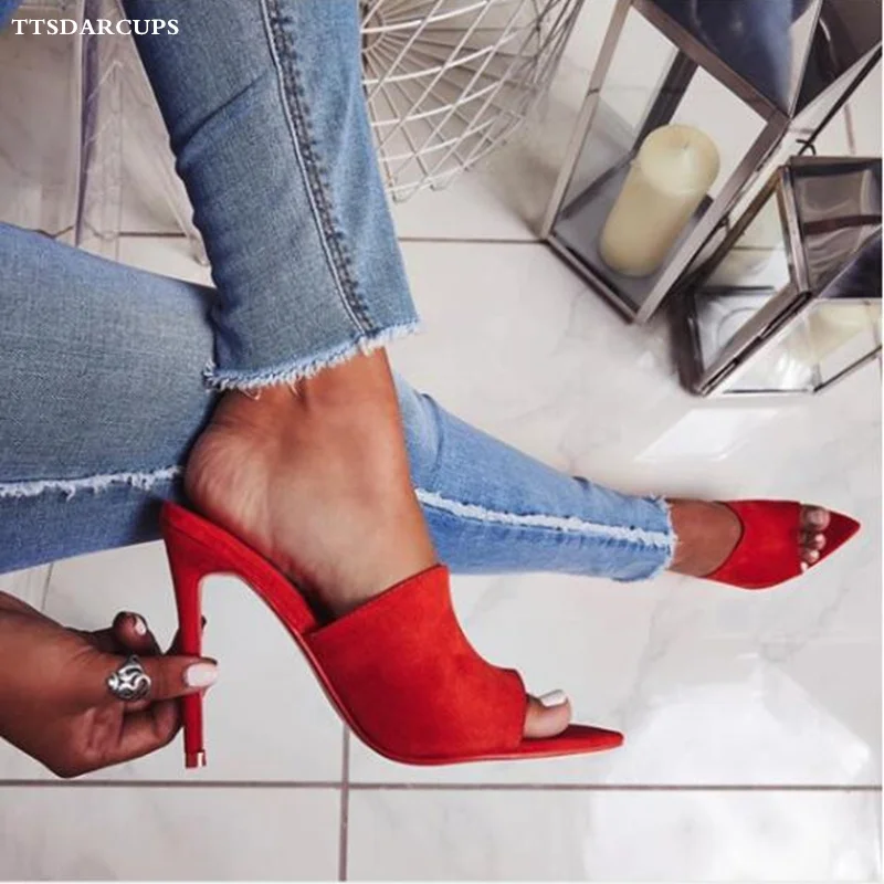 

Summer shoes woman Roman style sandals with high heels 11.5CM sexy sexy Night club pumps Large size 35-40 High heel slippers