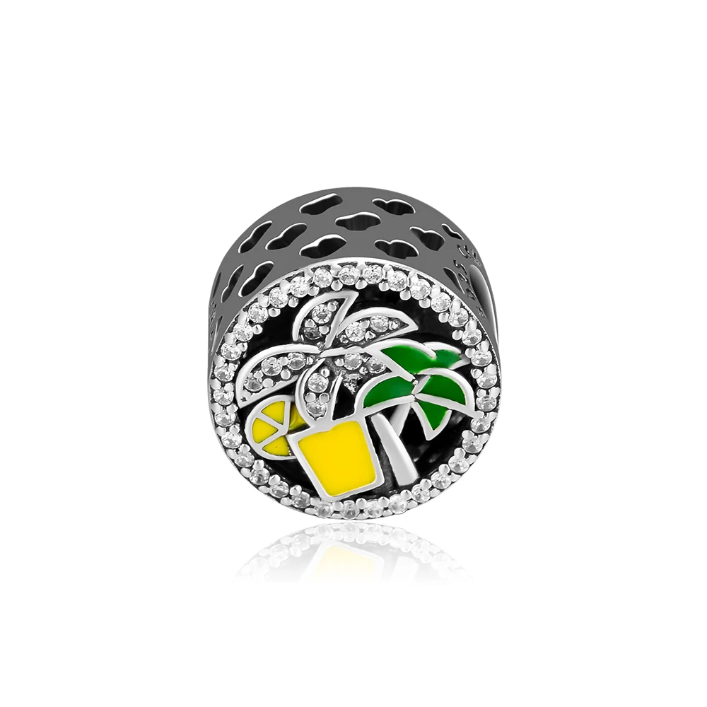 

DIY Fits for Pandora Charms Bracelets Tropical Forest Beads with Clear CZ 100% 925 Sterling-Silver-Jewelry Free Shipping