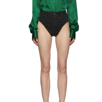 

New Arrival Vintage Chic Rivets Denim Shorts 2019 Sexy Women Short Jeans Button Fly High Waist Female Super short Bottoms