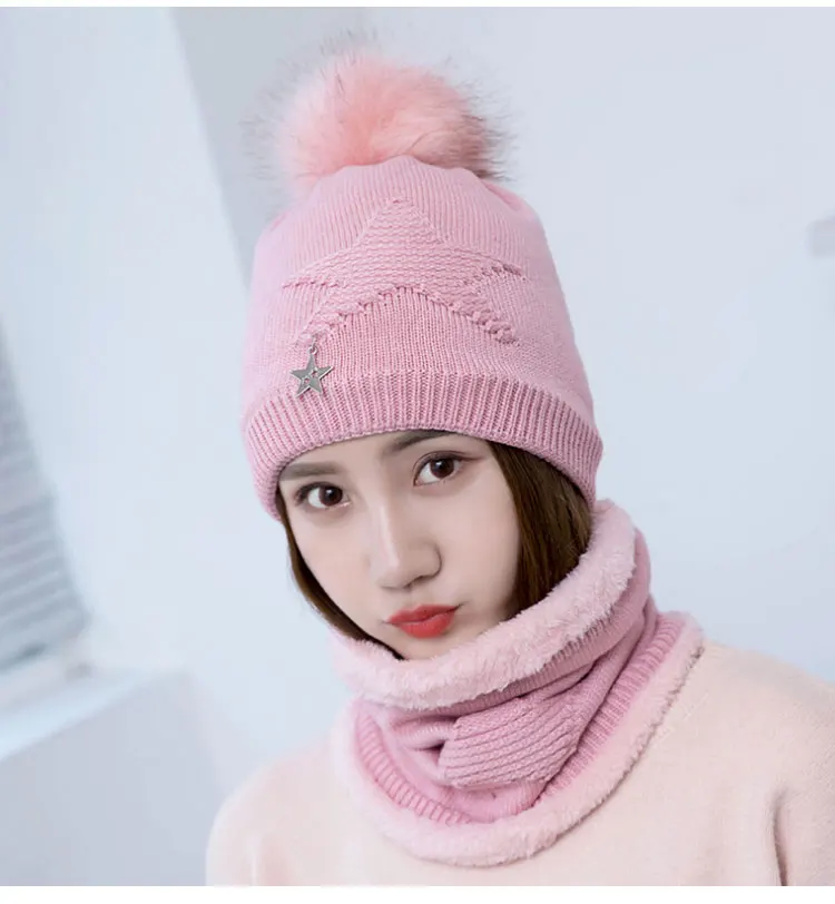  winter hat pompom hat beanie winter hats for women winter cap with scarf gorros mujer invierno winter set hat scarf (14)