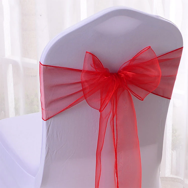 100pcs Red Organza Sashes For Chairs Wedding Chair Bow Sash Organza