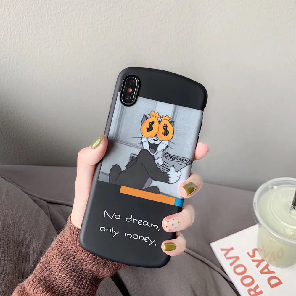 

maosenguoji arc funny cute cartoon Money TOM cat fashion soft Mobile Phone Case for iphone 6 6s 7 8 plus X 10 XR XS MAX cover