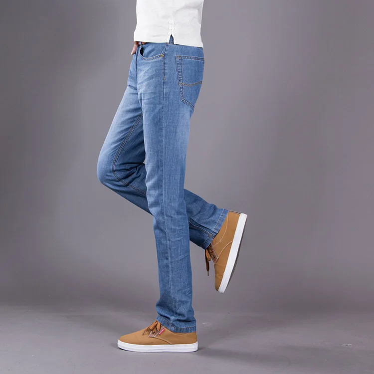 Brand Men's Jeans Spring summer Business Casual Loose Long Pants Male Solid Straight Jeans For Men factory Price  (7)