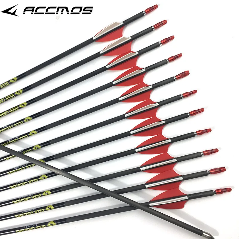 

60pcs Pure Carbon Arrows spine 350 400 500 600 700 800 900 ID 4.2 mm 31 inches Archery Hunting And Shooting Drop Shipping