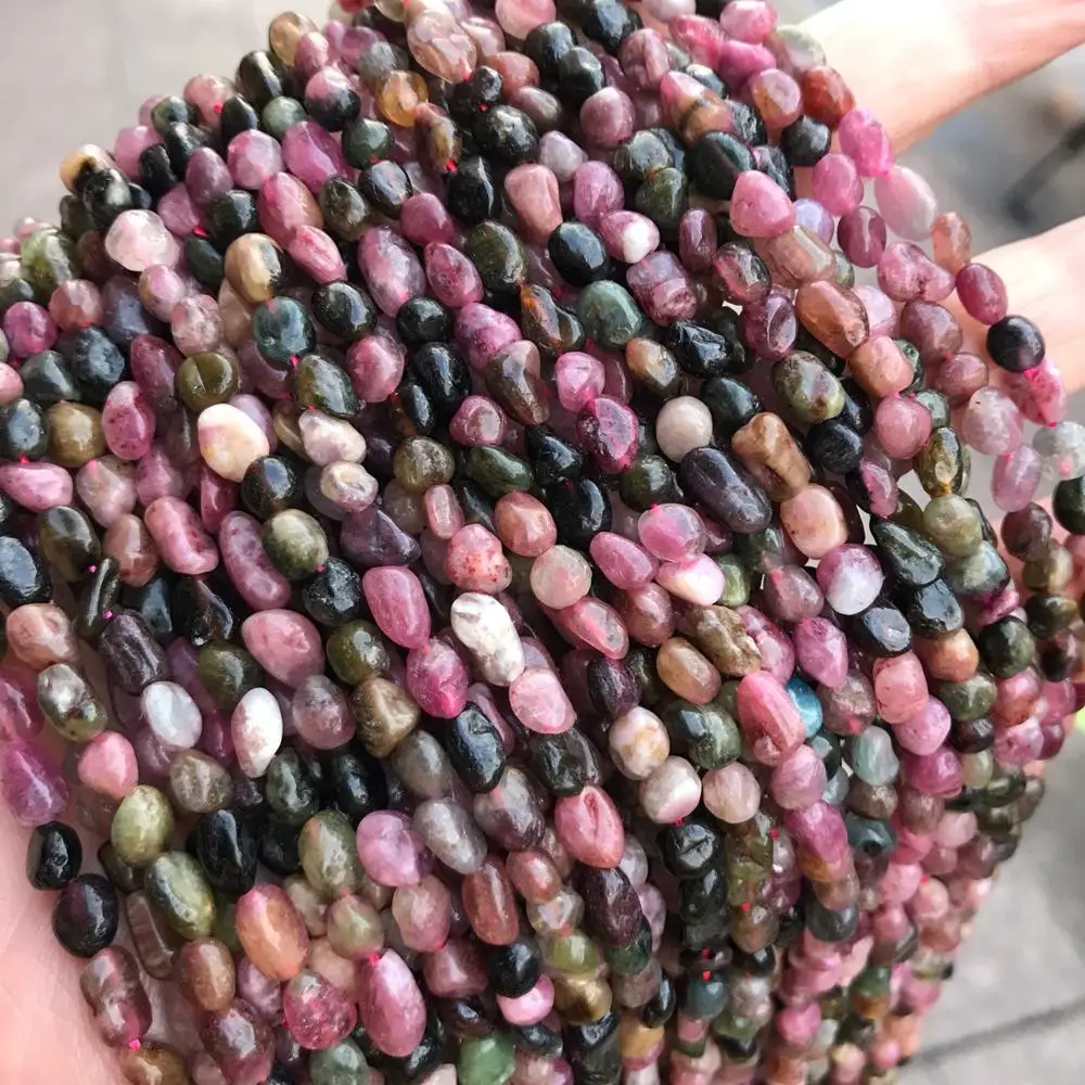 

Irregular 6x8mm Natural Tourmaline Stone Beads For Jewelry Making Loose Crystal Stone Beads DIY Bracelet Necklace Accessories